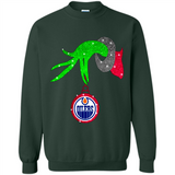 GRINCH HAND HOLDING EDMONTON OILERS GLITTER CHRISTMAS PINGPONG