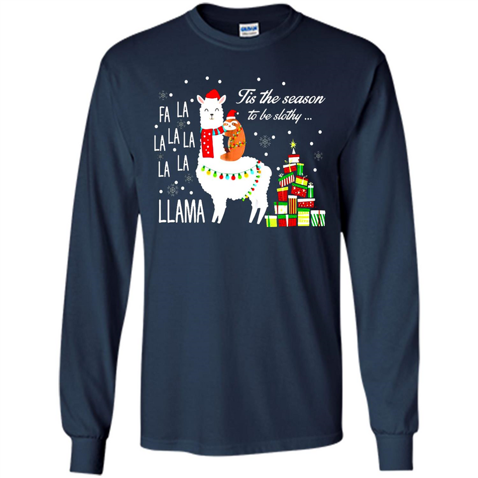 Llama Tis the season to be slothy Christmas sweatshirt PINGPONG - Long Sleeve T-Shirt