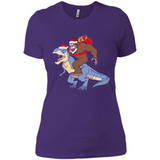 Bigfoot Riding Dinosaurus T-Shirt Funny Bigfoot Santa - Ladies' Boyfriend T-Shirt