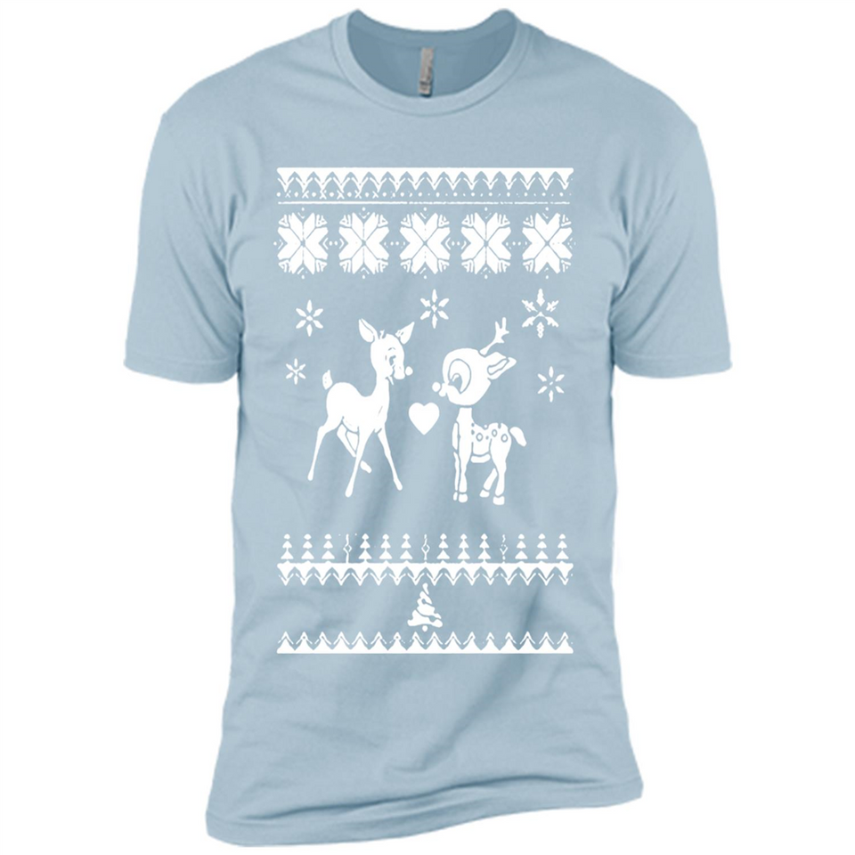 Rudolph and Clarice Ugly Christmas Sweater - Premium Short Sleeve T-Shirt