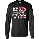 Georgia Bulldogs Football My Heart is on that Field - Long Sleeve T-Shirt