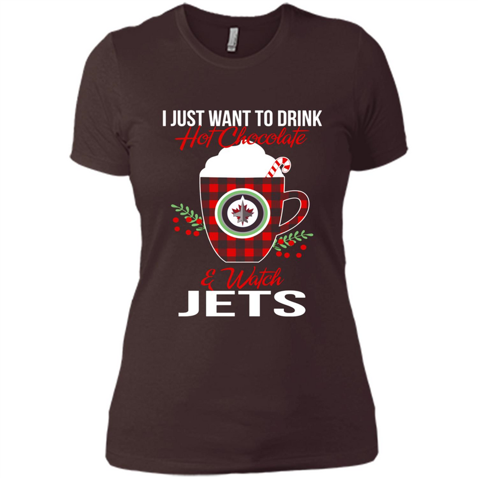 I Just Want To Drink Hot Chocolate & Watch Winnipeg Jets Ugly Christmas Sweater PINGPONG