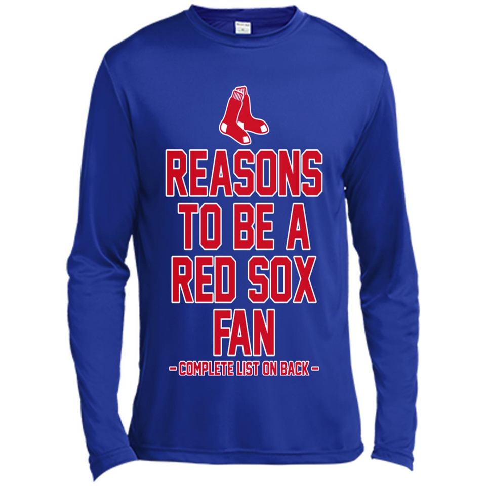 Reasons to be a Boston Red Sox Fan Complete List on Back - Canvas Long Sleeve T-Shirt