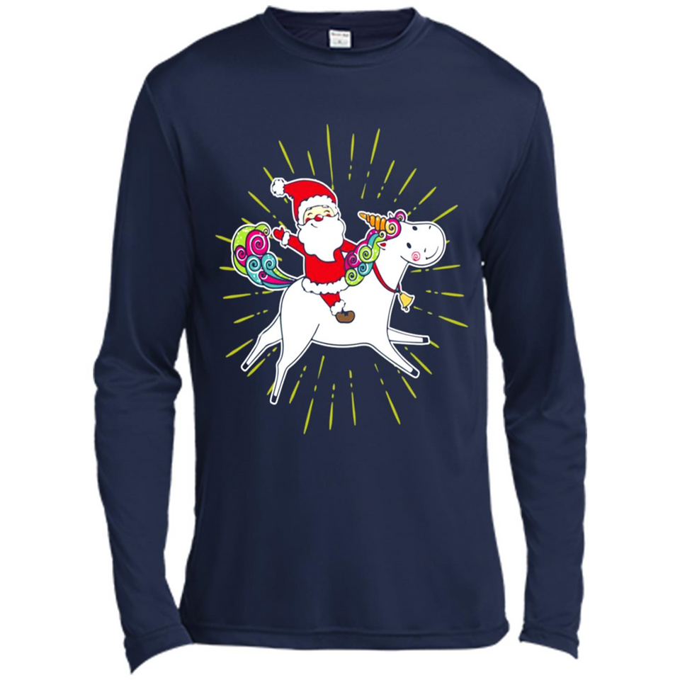 Unicorn And Santa Christmas - Canvas Long Sleeve T-Shirt
