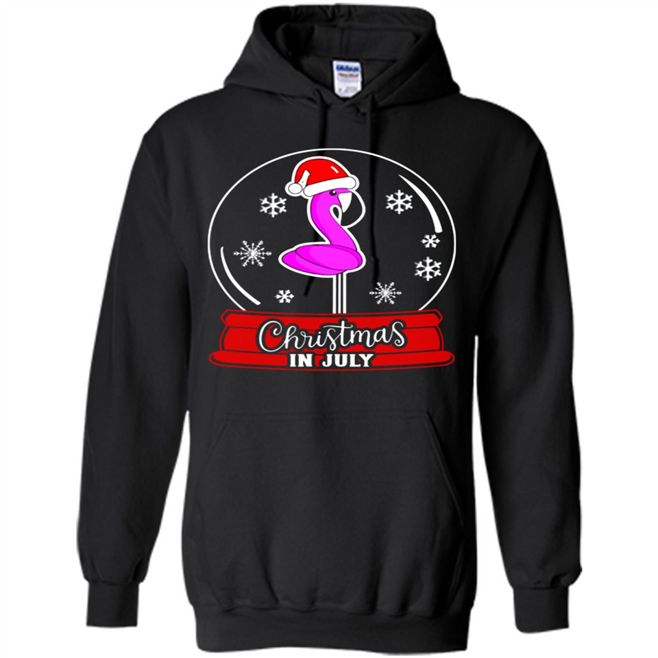 Christmas In July Flamingo Snow Globe Santa Hat - Hoodie