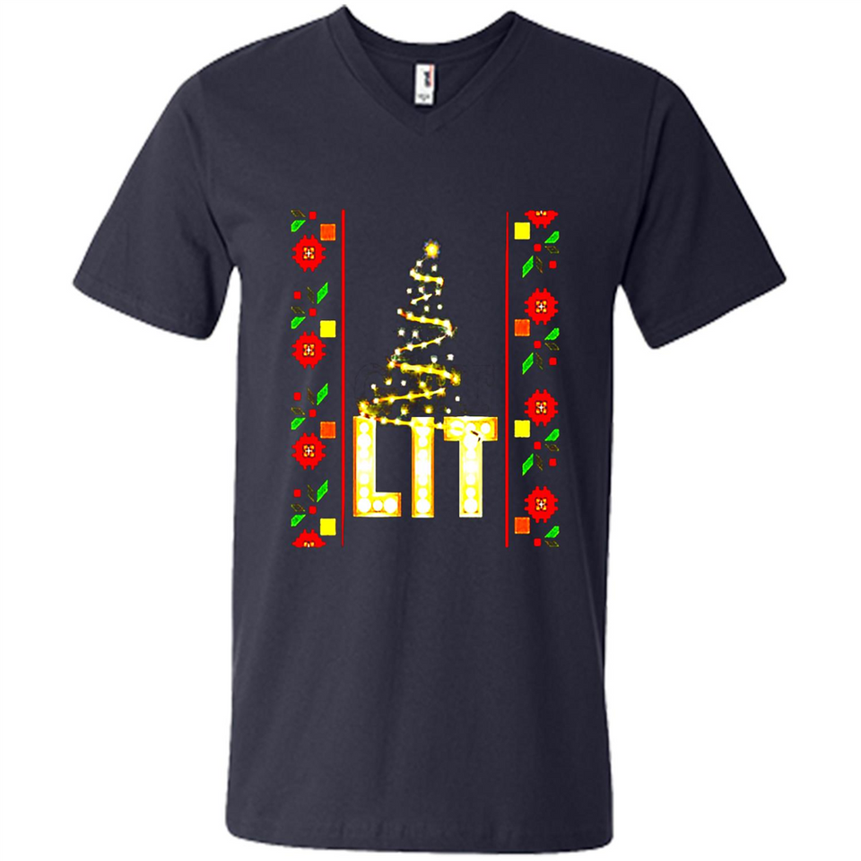 Funny Lets Get Lit Christmas Tree - Men's V-Neck