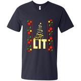 Funny Lets Get Lit Christmas Tree - Men's V-Neck