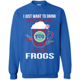 I Just Want To Drink Hot Chocolate & Watch TCU Horned Frogs Ugly Christmas Sweater PINGPONG