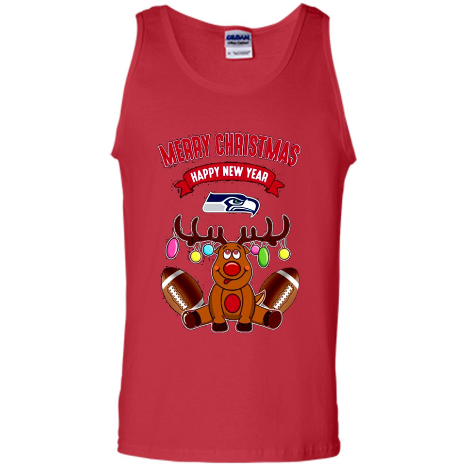 Seattle Seahawks NFL Reindeer Funny Merry Christmas And Happy New Year