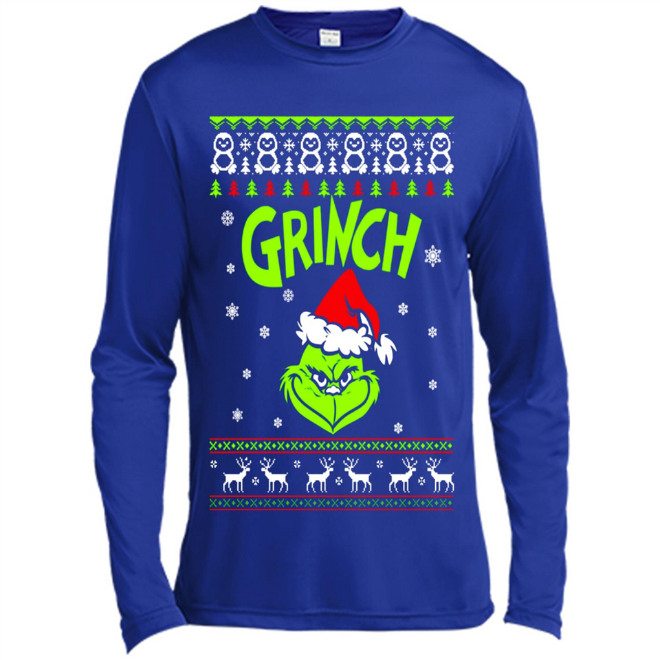 The Grinch Face Christmas - Canvas Long Sleeve T-Shirt