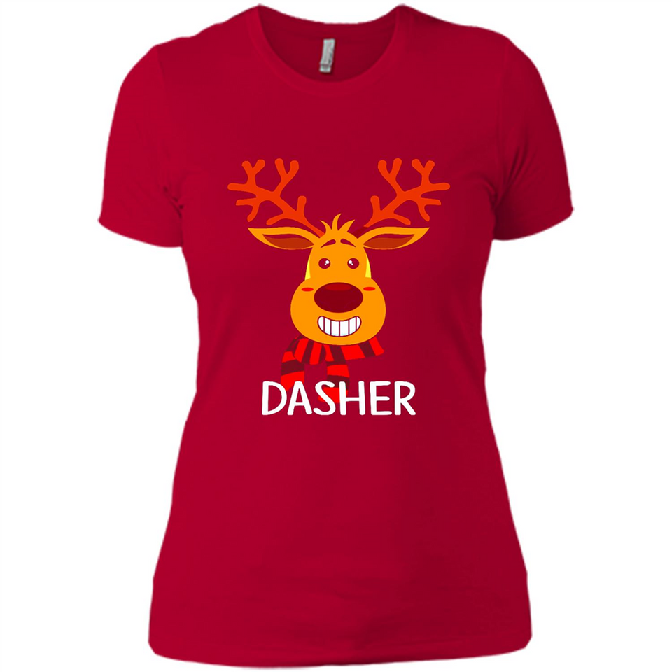 Dasher Reindeer Santa Claus Funny Xmas Holiday T-Shirt - Ladies' Boyfriend T-Shirt