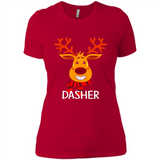 Dasher Reindeer Santa Claus Funny Xmas Holiday T-Shirt - Ladies' Boyfriend T-Shirt