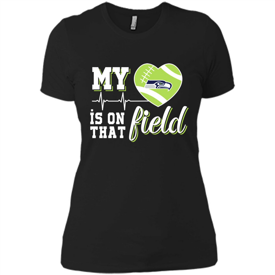 Seattle Seahawks Football My Heart is on that Field - Ladies' Boyfriend T-Shirt