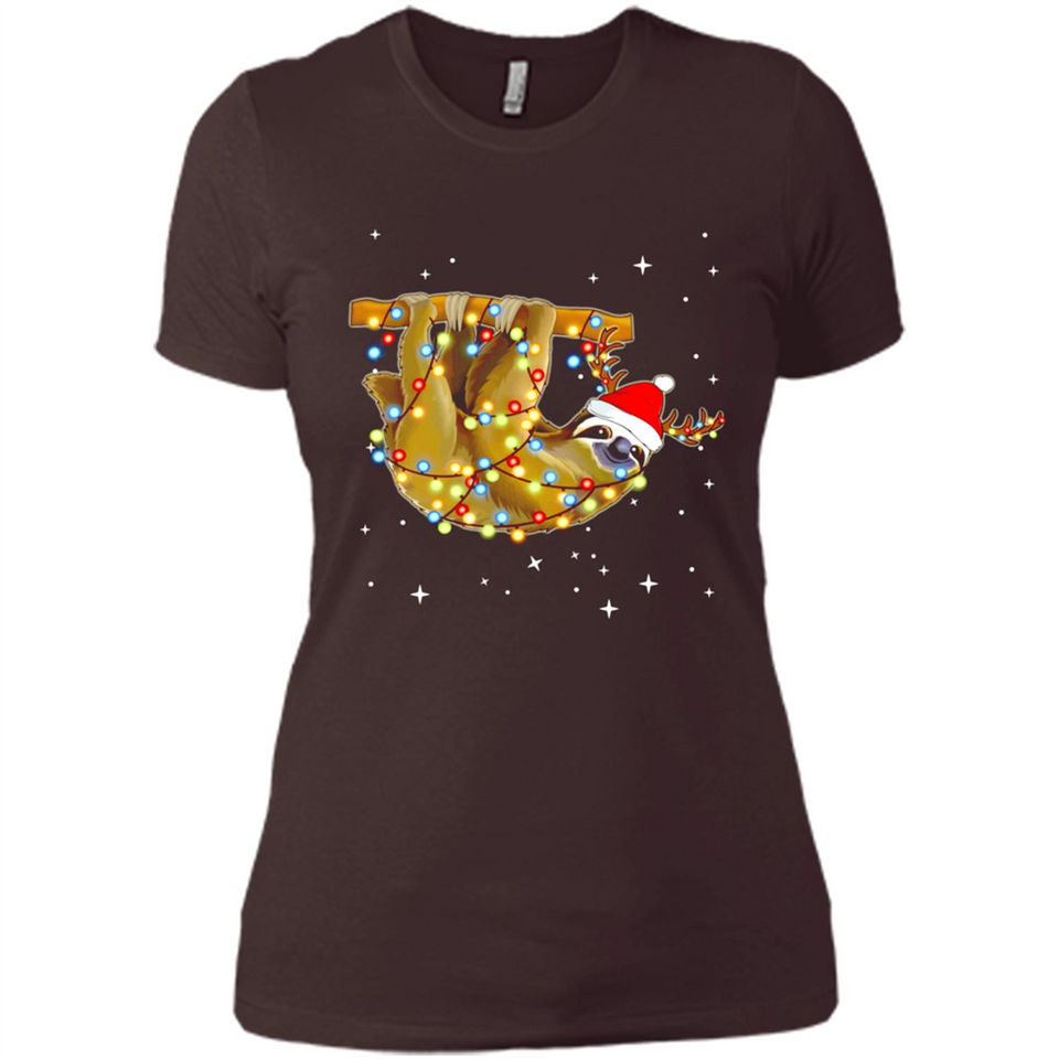 Christmas Lights Sloth Wearing Santa Hat Funny Xmas - Ladies' Boyfriend T-Shirt