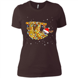 Christmas Lights Sloth Wearing Santa Hat Funny Xmas - Ladies' Boyfriend T-Shirt