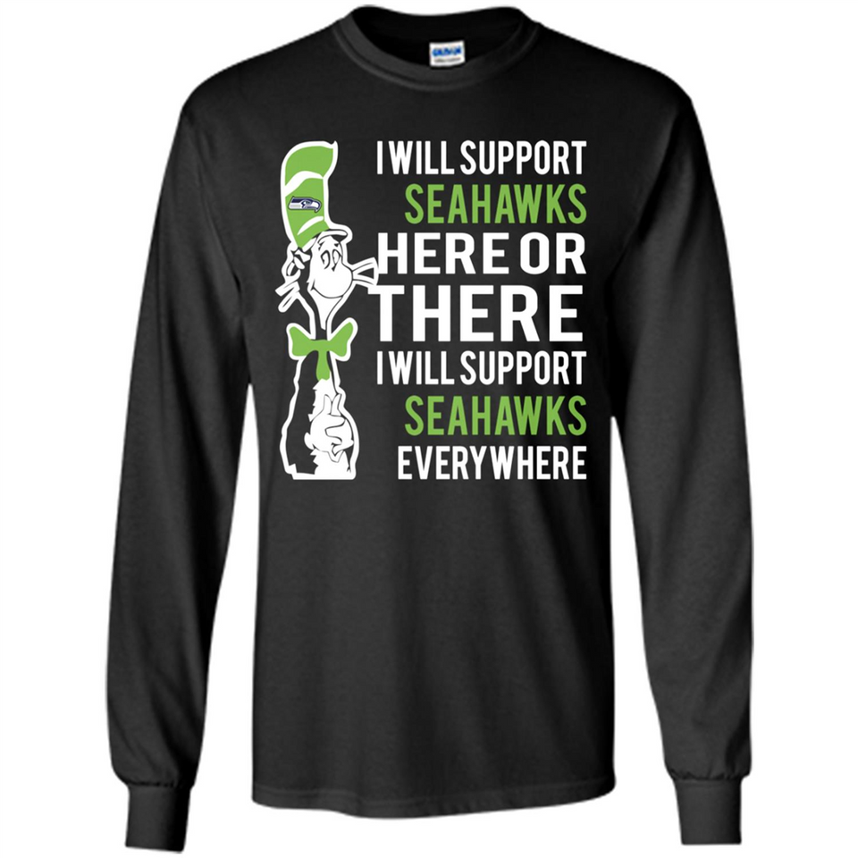 Shirt For Dr Seuss Cat And Seattle Seahawks Fans - Long Sleeve T-Shirt