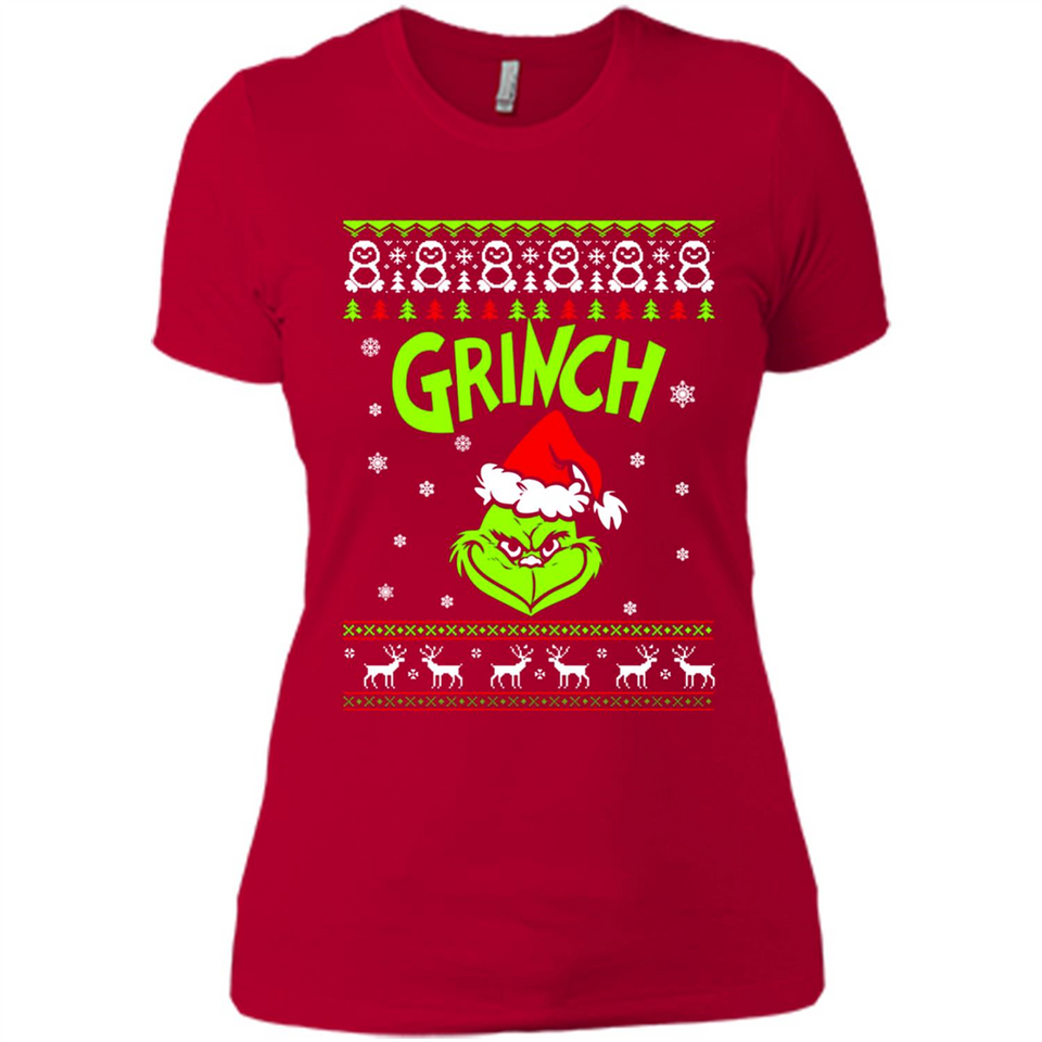 The Grinch Face Christmas - Ladies' Boyfriend T-Shirt