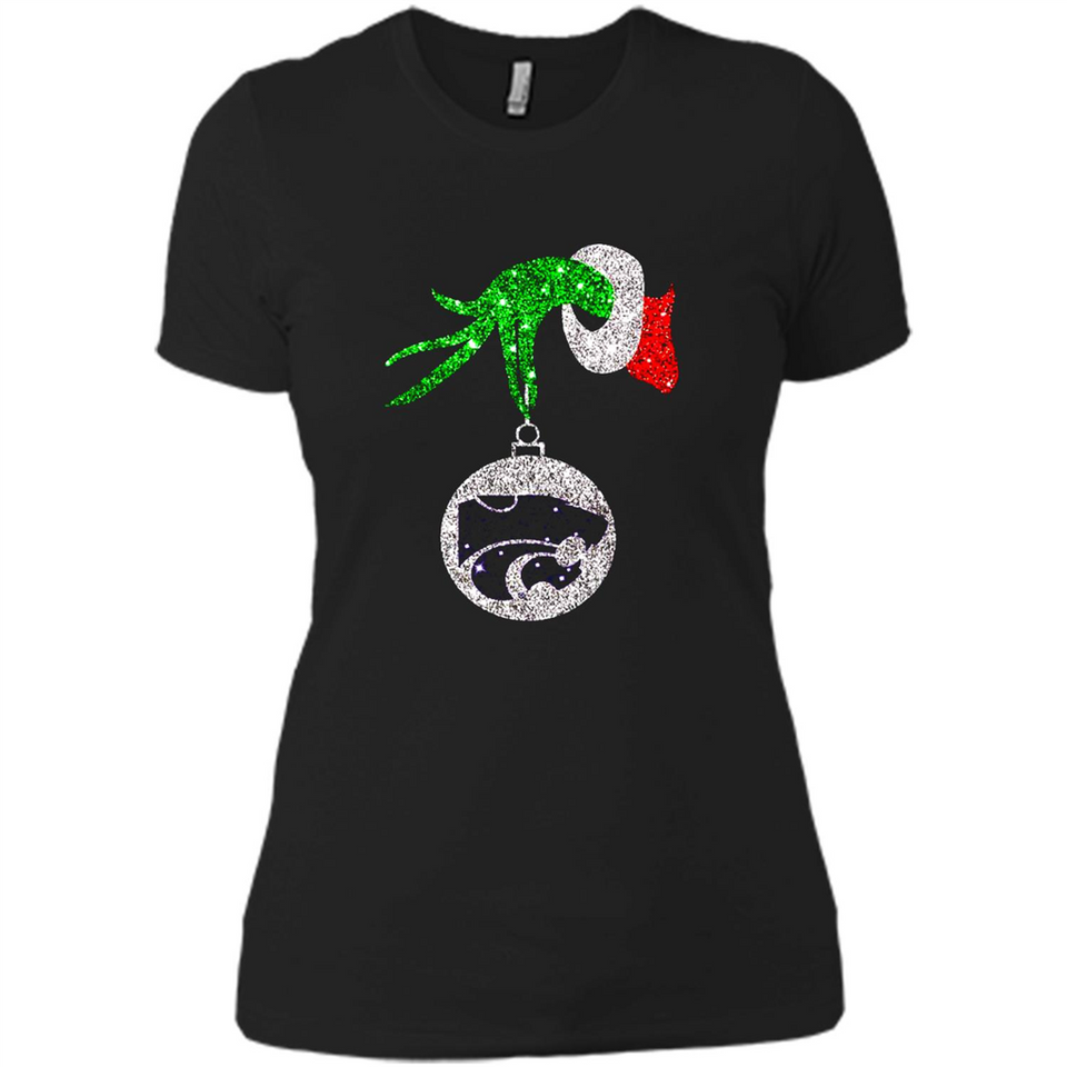 Amazing Kansas State Wildcats Glitter Grinch Monogram Ornament Christmas Gift - Ladies' Boyfriend T-Shirt