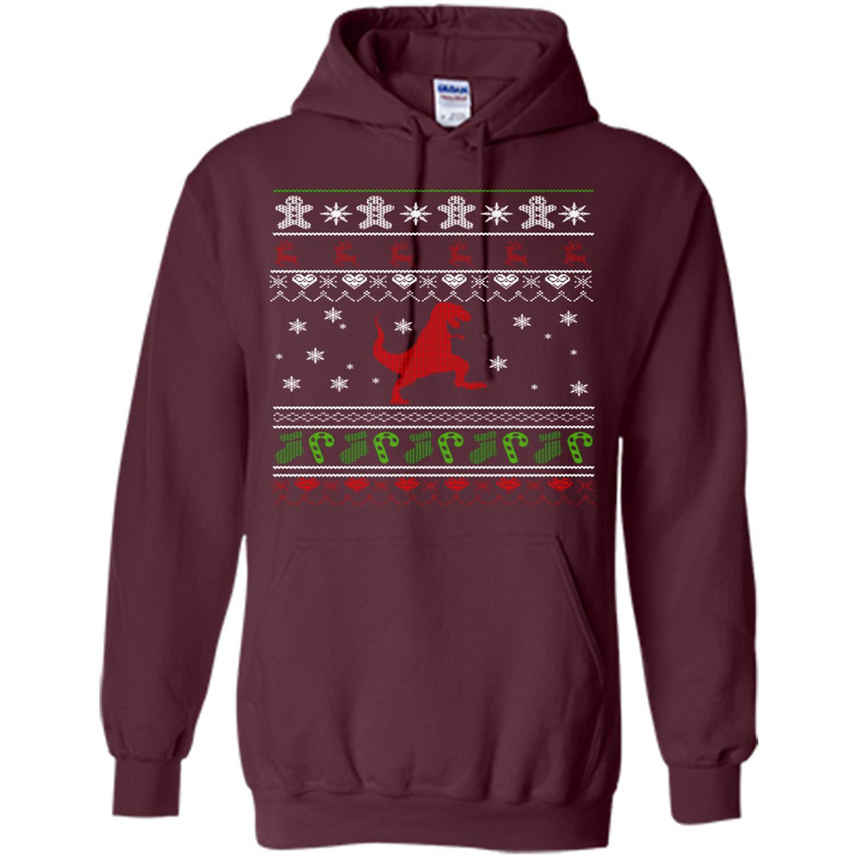 Dinosaur and Santa Ugly Christmas Sweater - Hoodie