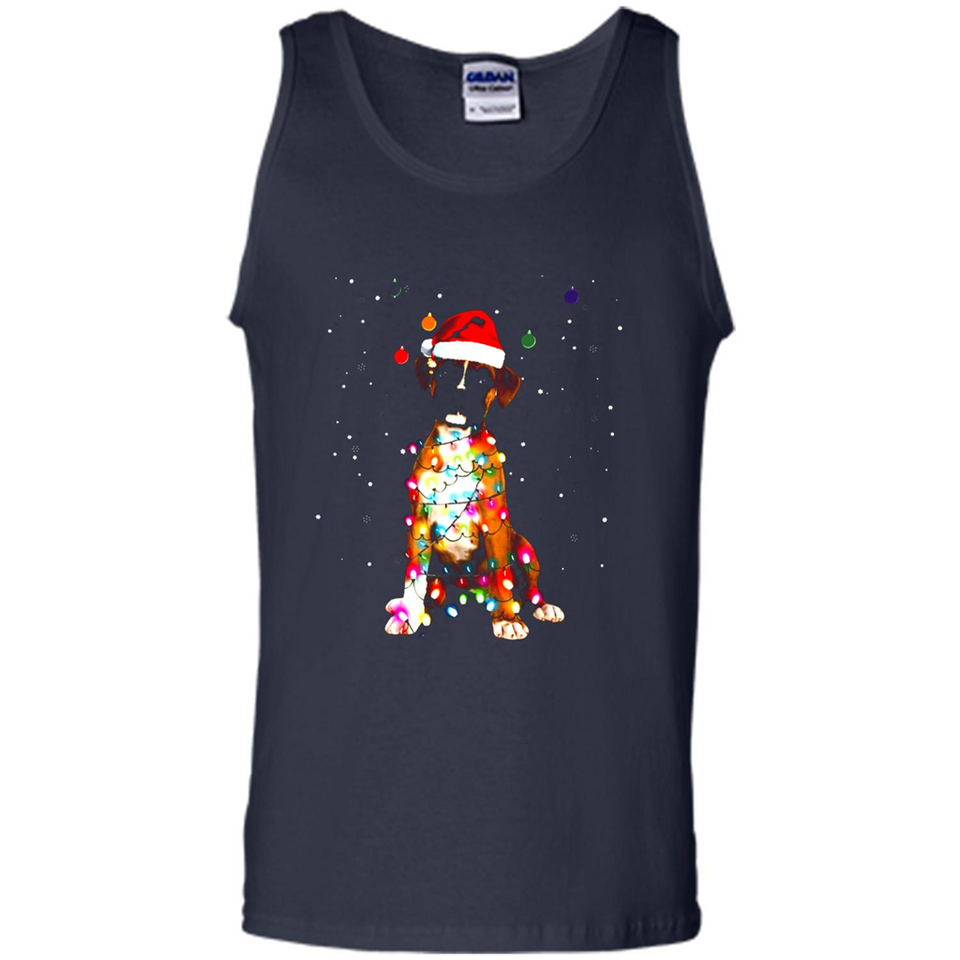 Christmas Lights Boxer Dog Funny Xmas Sweatshirt - Tank Top