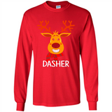 Dasher Reindeer Santa Claus Funny Xmas Holiday T-Shirt - Long Sleeve T-Shirt