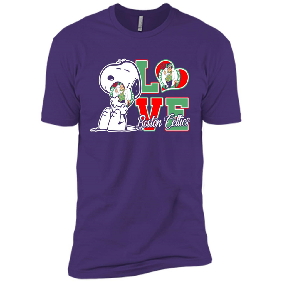 Snoopy loves NBA Boston Celtics - Premium Short Sleeve T-Shirt