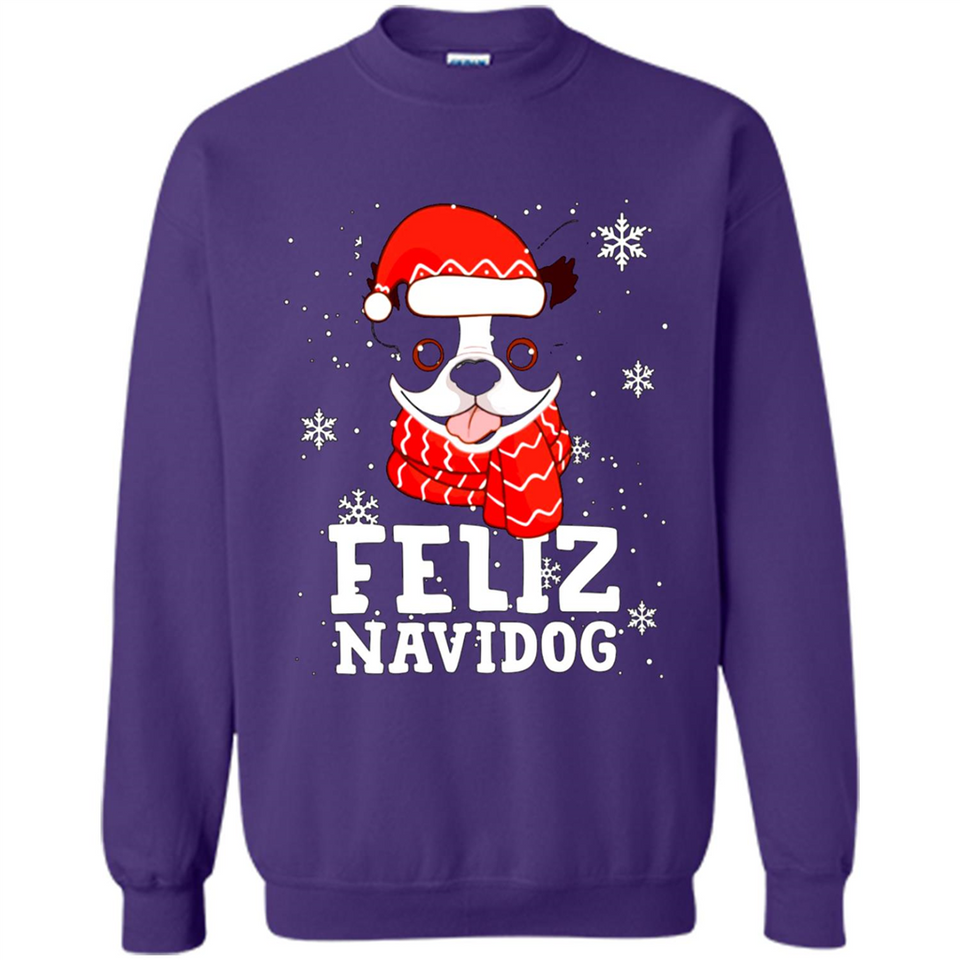 Feliz Navidog Boston Terrier Dog Ugly Xmas Sweater PING PONG