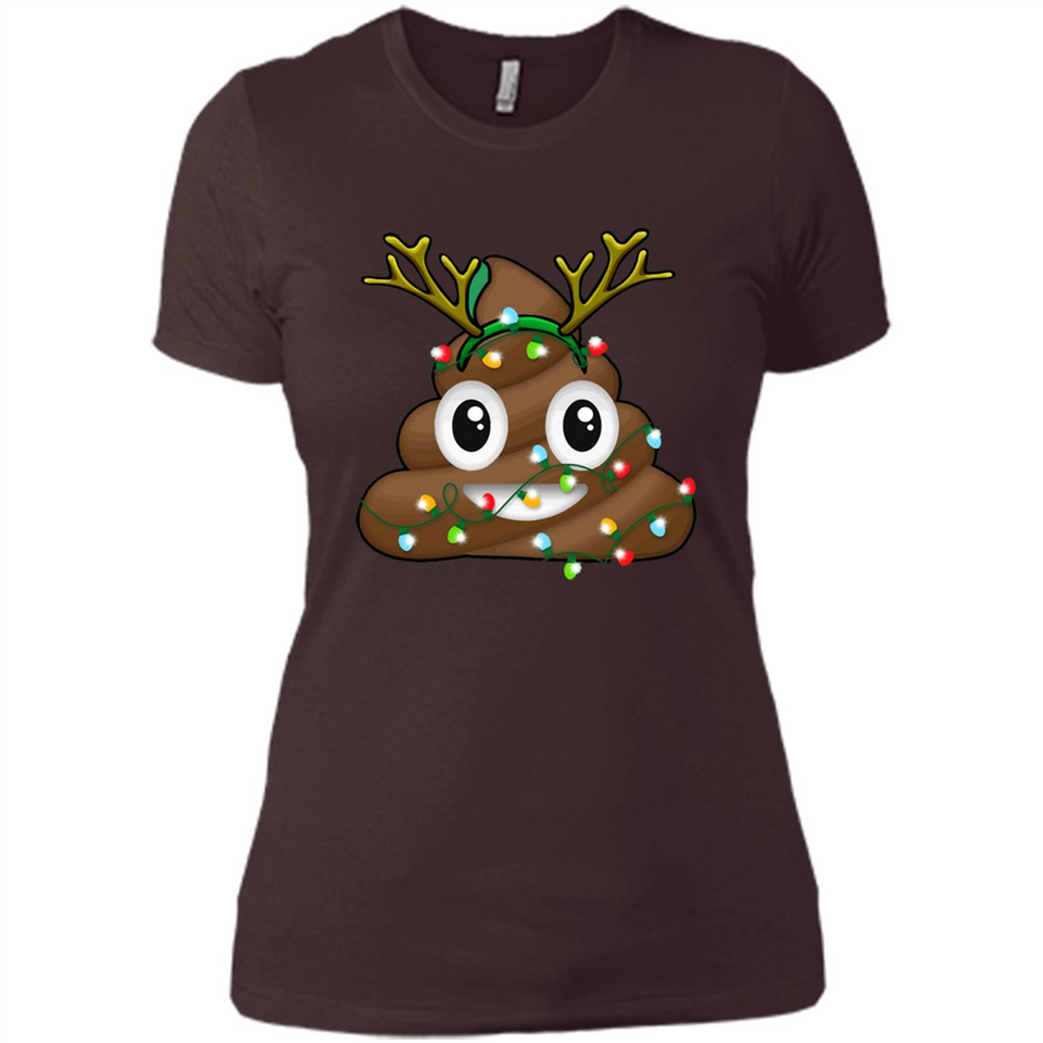 Reindeer Poop Emoji Cute Merry Christmas T-Shirt - Ladies' Boyfriend T-Shirt