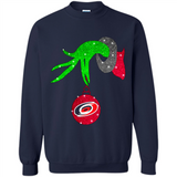 GRINCH HAND HOLDING CAROLINA HURRICANES GLITTER CHRISTMAS PINGPONG