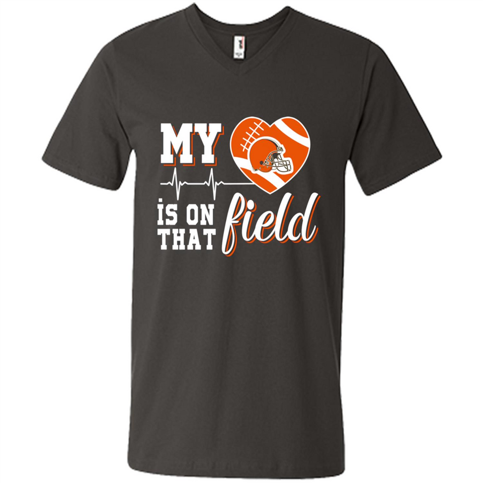 Cleveland Browns Football My Heart is on that Field - Men's V-Neck