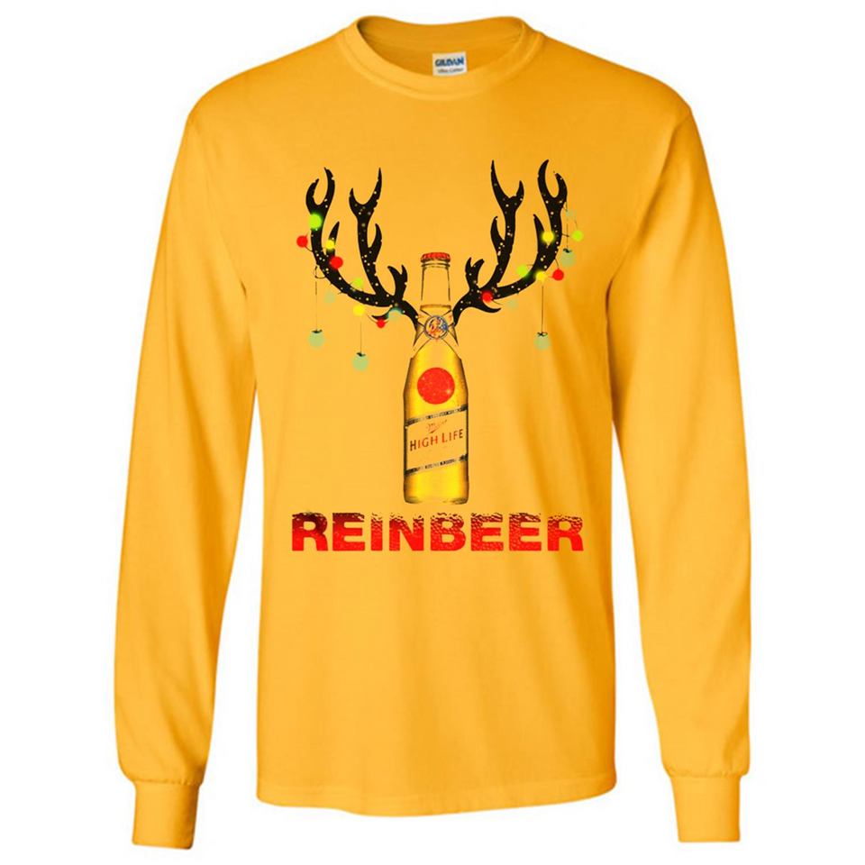 Miller High Life beer reinbeer Christmas - Long Sleeve T-Shirt
