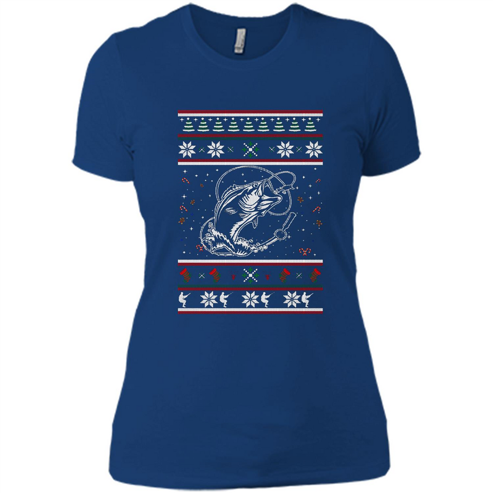 Christmas Ugly Sweater Fishing Ugly Christmas Sweater - Ladies' Boyfriend T-Shirt