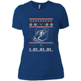 Christmas Ugly Sweater Fishing Ugly Christmas Sweater - Ladies' Boyfriend T-Shirt