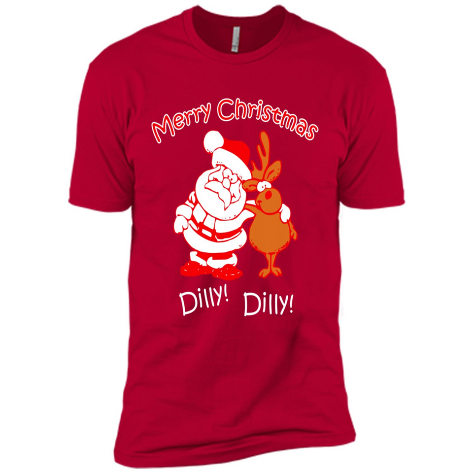 Christmas T-Shirt Santa And Reindeer Dilly Dilly - Premium Short Sleeve T-Shirt