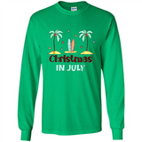 Christmas In July Shirt Surfing Palm Trees Surfboard - Long Sleeve T-Shirt
