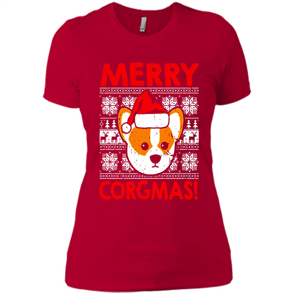 Funny Christmas Santa Corgi Dog Merry Corgmas - Ladies' Boyfriend T-Shirt