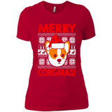 Funny Christmas Santa Corgi Dog Merry Corgmas - Ladies' Boyfriend T-Shirt