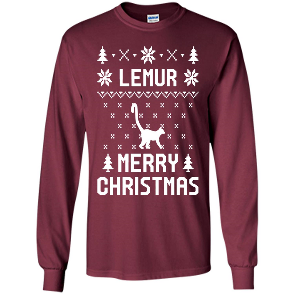 Vintage Tee For Women Men Graphic Shirts Lemur Ugly Christmas Sweater - Long Sleeve T-Shirt
