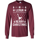 Vintage Tee For Women Men Graphic Shirts Lemur Ugly Christmas Sweater - Long Sleeve T-Shirt