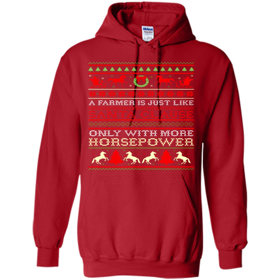 Funny Farmers Gift Ugly Santa Claus Horsepower - Hoodie