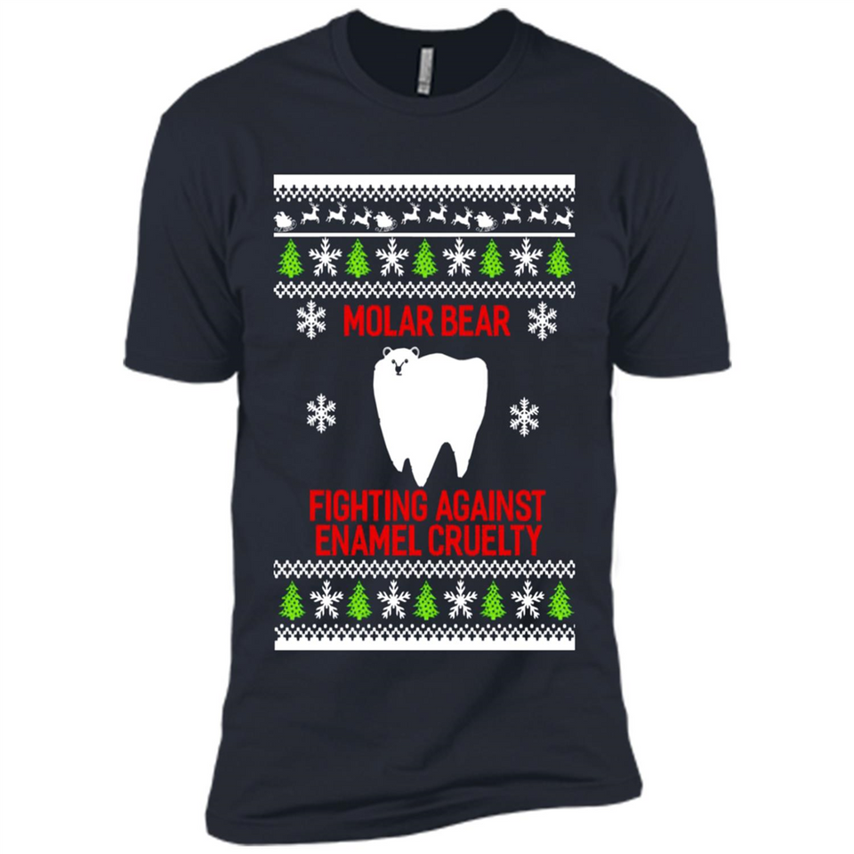 Molar bear fighting against enamel cruelty Christmas - Premium Short Sleeve T-Shirt
