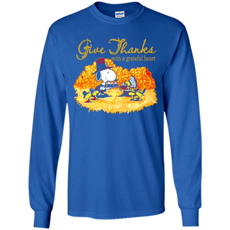Snoopy Thanksgiving Give Thanks With A Grateful Heart - Long Sleeve T-Shirt