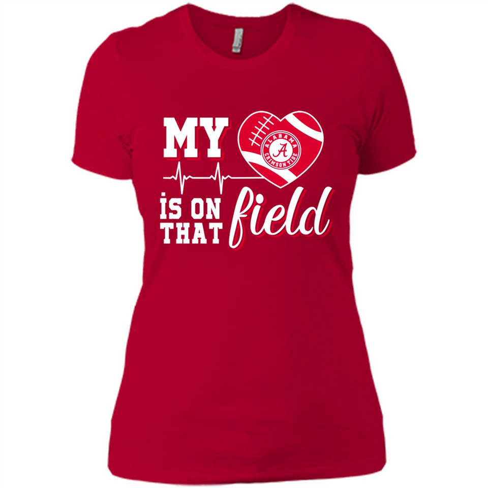 Alabama Crimson Football My Heart is on that Field - Ladies' Boyfriend T-Shirt