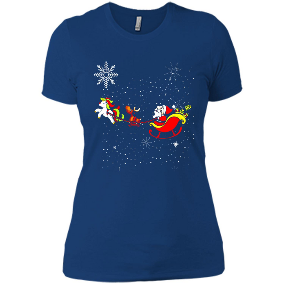Christmas Unicorn Rudolph and Santa - Ladies' Boyfriend T-Shirt