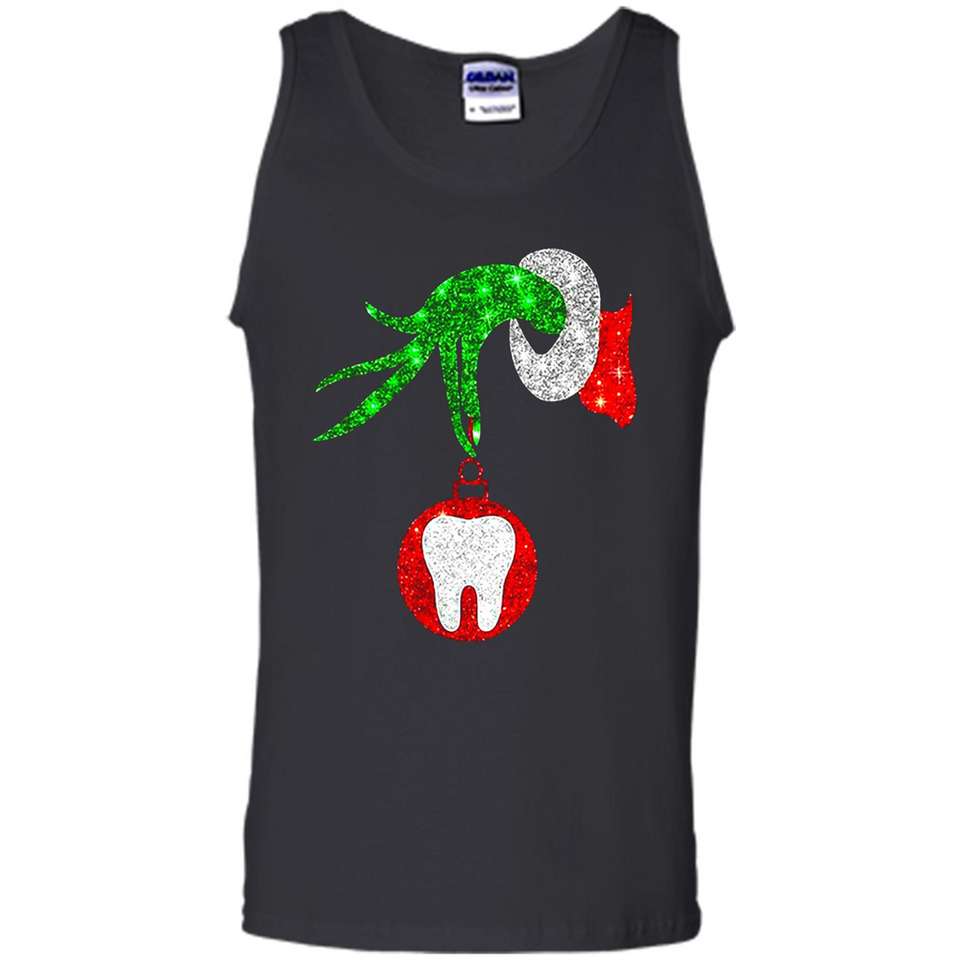 Christmas Nurse Grinch hand holding clinic dental ornament - Tank Top