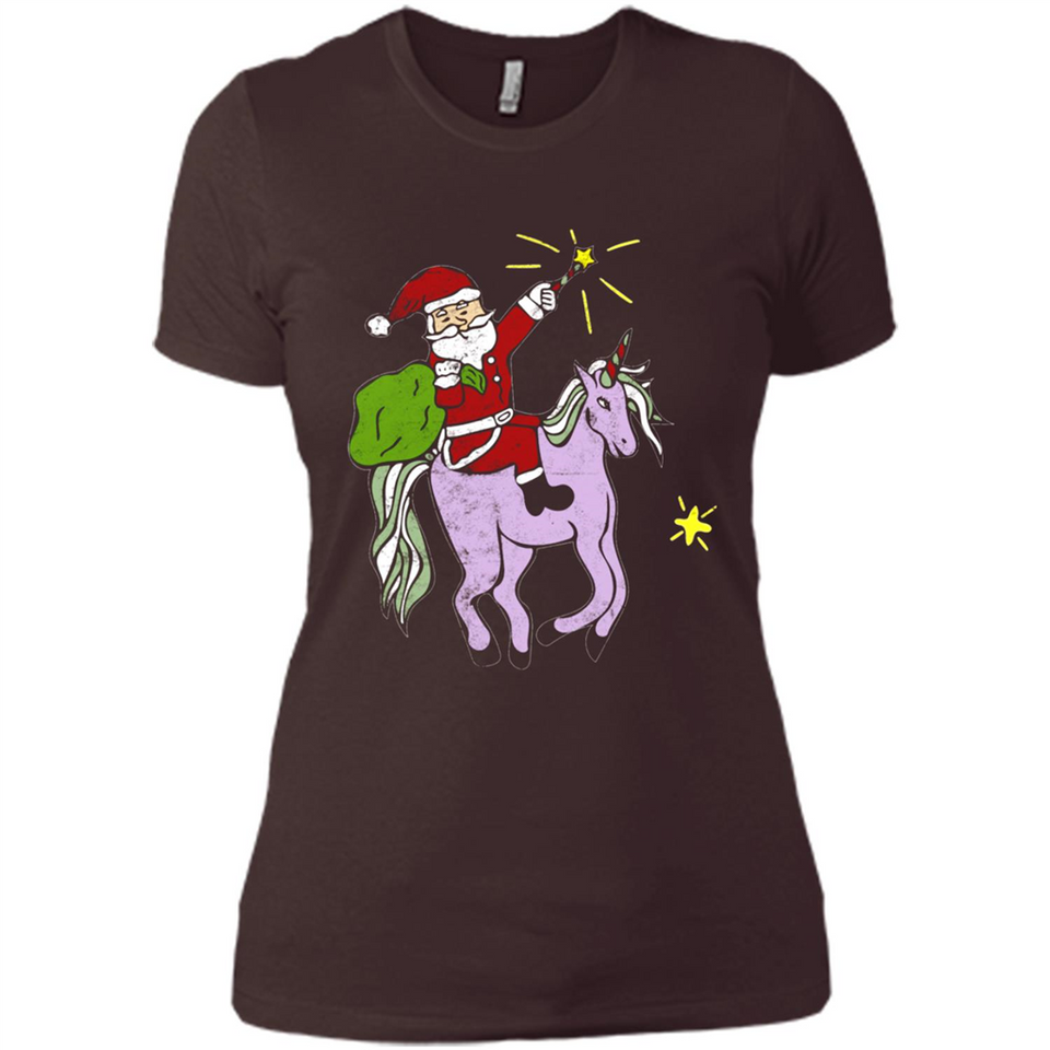 Distressed Retro Santa Riding Unicorn - Ladies' Boyfriend T-Shirt