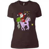 Distressed Retro Santa Riding Unicorn - Ladies' Boyfriend T-Shirt