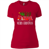 Firetruck Santa Sleigh Merry Christmas Firefighter - Ladies' Boyfriend T-Shirt