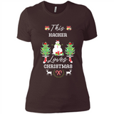 This Hacker Loves Christmas Tree Shirt with Snowman
