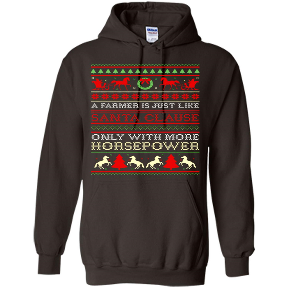 Funny Farmers Gift Ugly Santa Claus Horsepower - Hoodie